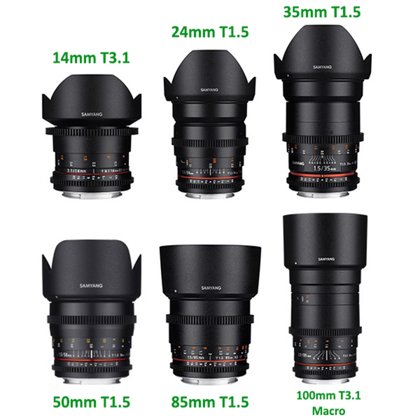 6 lens Samyang Rokinon VDSLR II set cho quay phim